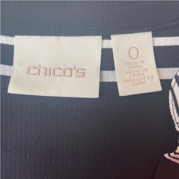 CHICO’S Striped Long Roll Tab Sleeve Button Down Career Wear Blouse Size 0 or XS - Picture 15 of 15
